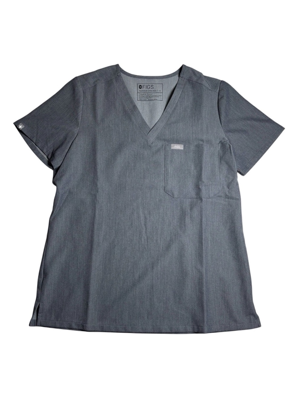 Figs Catarina Women Small Scrub Top Gray 1 Pocket Nursing Medical